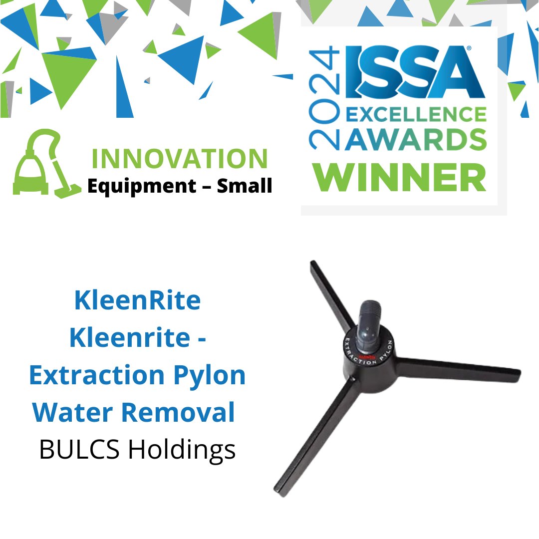 ISSAexpo's tweet photo. Congratulations to BULCS Holdings for their award in the Small Innovation Equipment category.

The Kleenrite 'Extraction Pylon Water Removal' product is unique and gives you a powerful extraction.

Learn more about this product | https://t.co/ynLyGXvx9m

#ISSAExpo24 https://t.co/ryBcAUXcKg