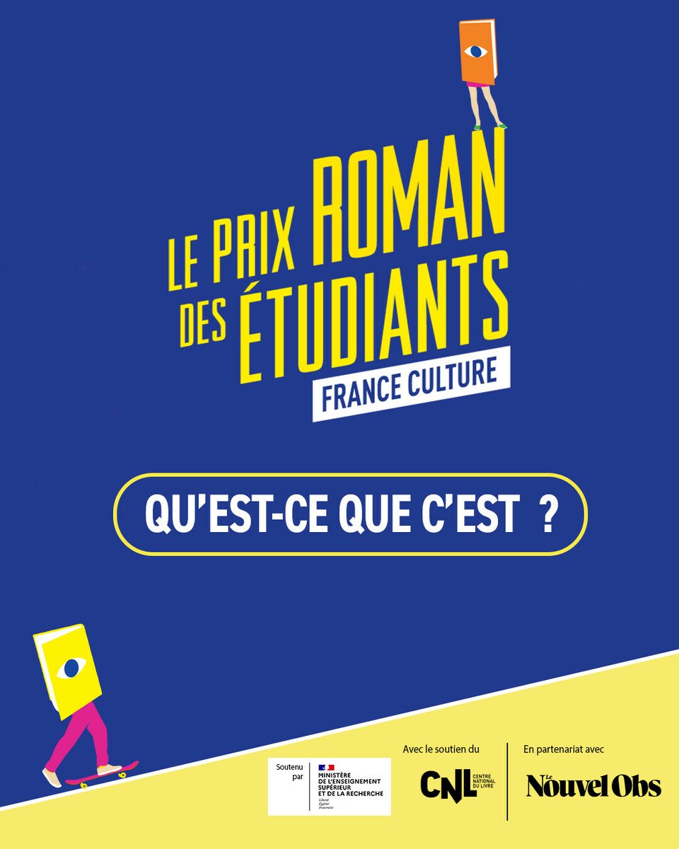 franceculture's tweet photo. 📢 Vous êtes étudiants ? Vous aimez lire ?
Intégrez le jury de la 12ème édition du Prix Roman des étudiants France Culture, en partenariat avec @Le_NouvelObs !
Avec le soutien de @sup_recherche et du @LeCNL.
📚Lisez, partagez, votez ! ➡️ https://t.co/VhTVg6gOV5 https://t.co/ttbjM9Pqkr