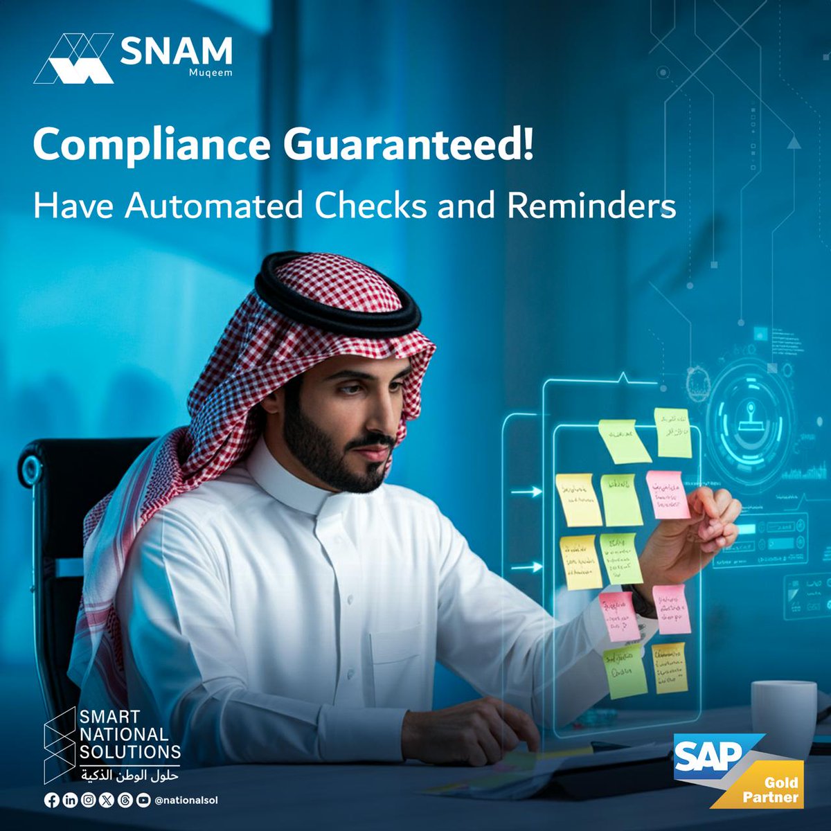nationalsol1's tweet image. Avoid legal complications with SNAM MUQEEM’s automated reminder system. Ensure your expatriate data aligns with official Saudi records and avoid penalties.
 Learn more:
store.sap.com/dcp/en/product…
#LegalCompliance #SaudiRecords #DataAlignment #AvoidPenalties #SNAMMUQEEM