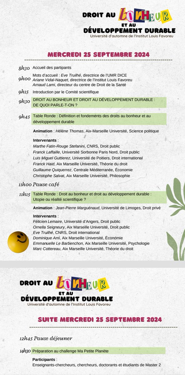 LMGR02's tweet image. Table ronde : Définition et fondements des droits au bonheur et au développement durable(LMG : approche de droit international)

Université d'automne de l'Institut Louis Favoreu (Aix-Marseille Université)

Droit au bonheur, Droit au développement durable  
25-27 septembre 2024
