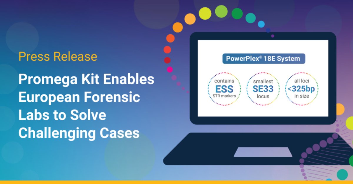 promegauk's tweet image. Stay ahead in forensic science with the PowerPlex® 18E System! An 8-colour multiplex amplifying all 16 #ENFSI loci, two gender loci, and two quality indicators in one go. Reliable, rapid results for challenging #DNASamples

Discover more: bit.ly/3MU5vy6

#forensics