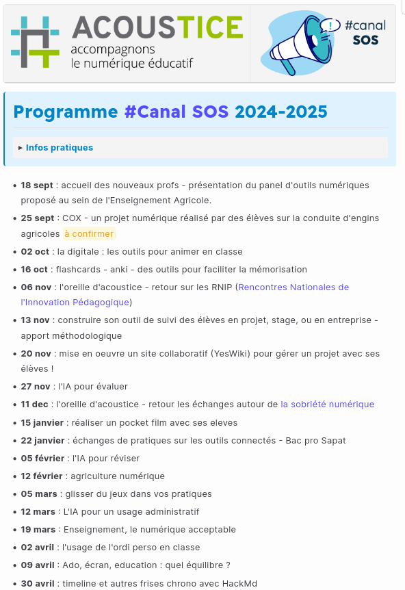 #Acoustice fait sa rentrée ! #CanalSOS... 👉 acoustice.educagri.fr #numérique #EnseignementAgricole