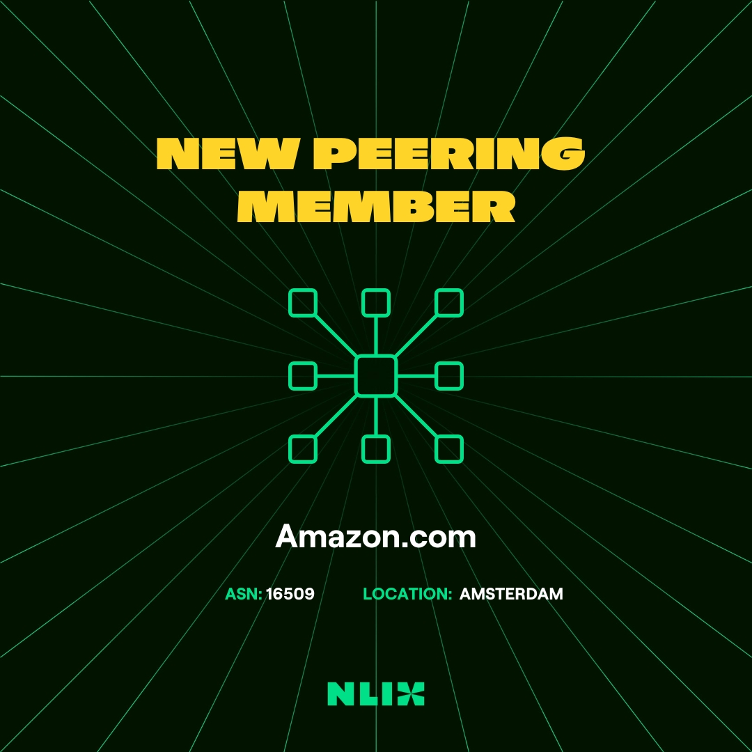 nl_ix's tweet photo. Connected and thriving 🎉! We are thrilled to share that @amazon has successfully established a connection in Amsterdam! #nlix #betheinternet #InternetExchange #peering  #bgp #iptransit #cloud #datacenter #network #interconnection #routing #transport #antiddos #ElasticInterconnect
