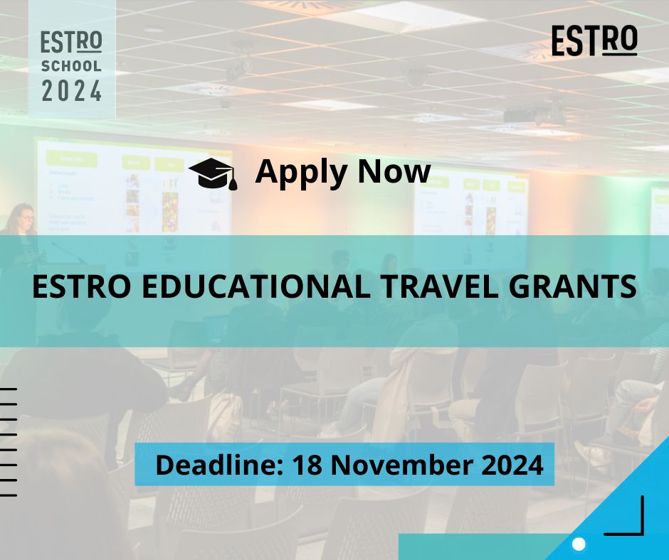 📢ESTRO Educational Travel Grants 2024!Are you an ESTRO member working in radiation oncology? Get up to €3000 to visit top institutes, learn cutting-edge techniques, and bring new expertise to your department
📅 Deadline: 18 Nov 2024
📝 bit.ly/46UIDYm
#ESTROSchool24