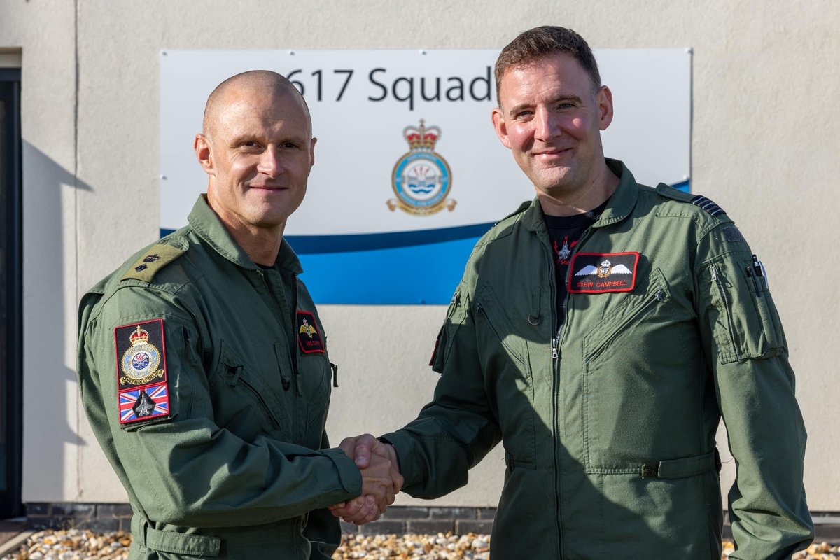 GlobenLaurel's tweet photo. First Royal Marine to command a fast jet Squadron. Lt Col Mike Carty RM took command of 617 Sqn 'The Dambusters' from Wg Cdr Stew Campbell RAF on Thu 12 Sep. Congratulations Royal, hoofing news. https://t.co/XA8AnWEzF0