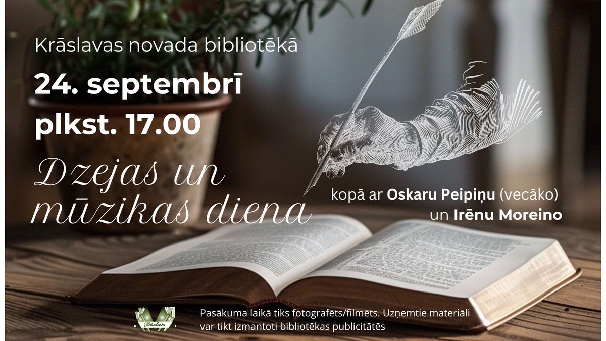 kncbibl's tweet image. 📣📣📣Aicinām piedalīties bibliotēkas Dzejas un mūzikas dienā!

#dzeja #mūzika #pasākumsKNB #KNB #Krāslavasnovadabibliotēka #krāslavasnb