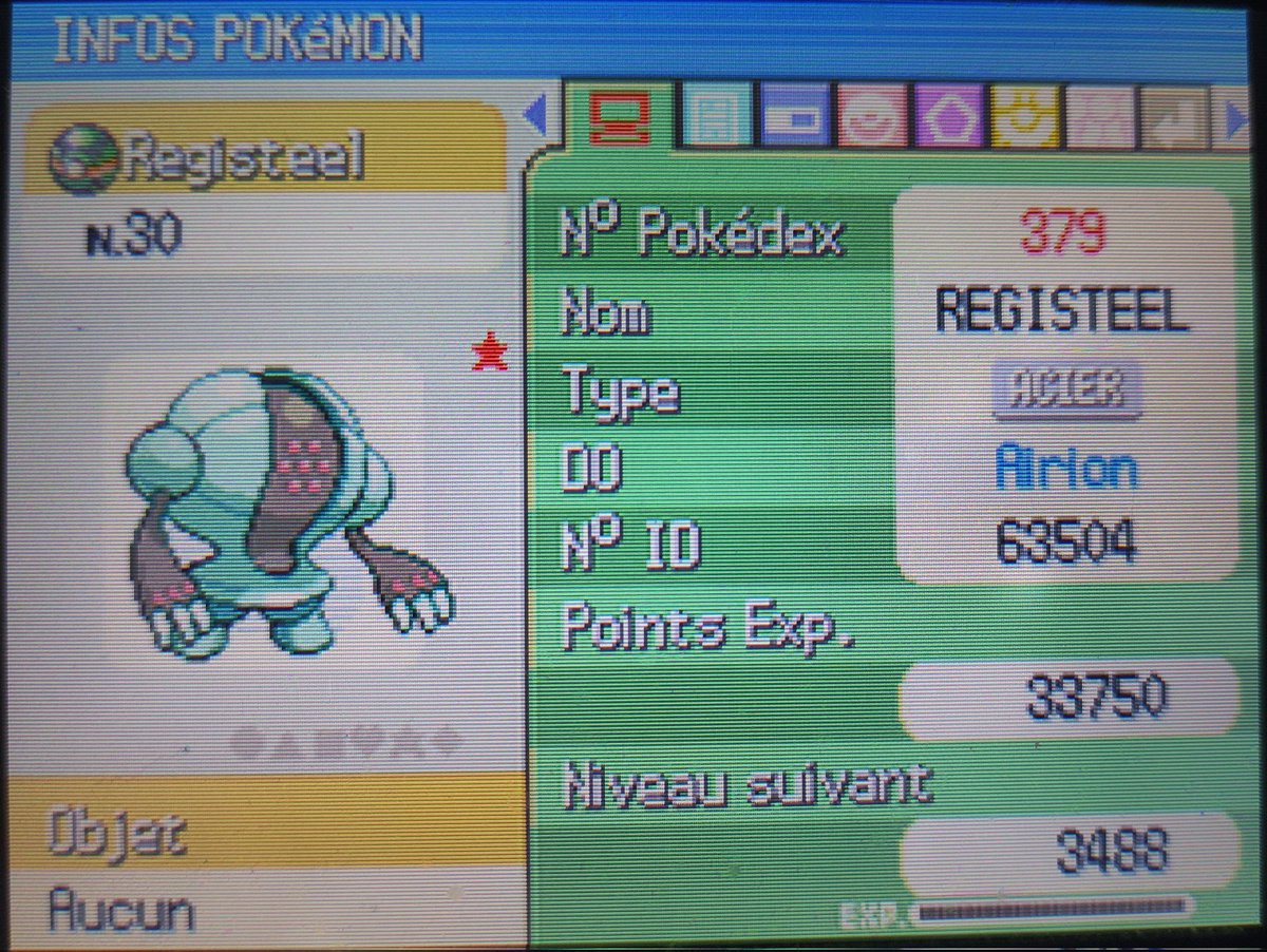 Registeel shiny en 10 437 resets!!
Attrapé dans la première Ball ça fait plaisir! Regigigas sera donc le dernier de la lignée des golems.