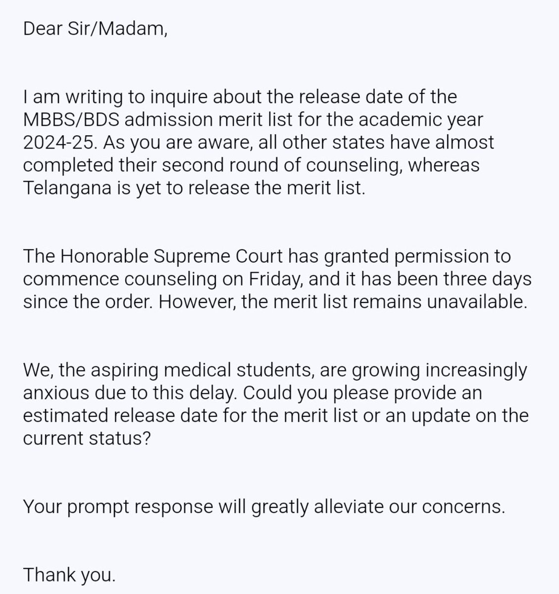 mohammedkaladi's tweet photo. Telangana MBBS/BDS Counselling 2024 @asadowaisi @DamodarCilarapu @KTRBRS @revanth_anumula @V6News @TV9Telugu @TOIHyderabad @sakshinews #StartTGNEETcounselling https://t.co/D1Y1ZzMUH6