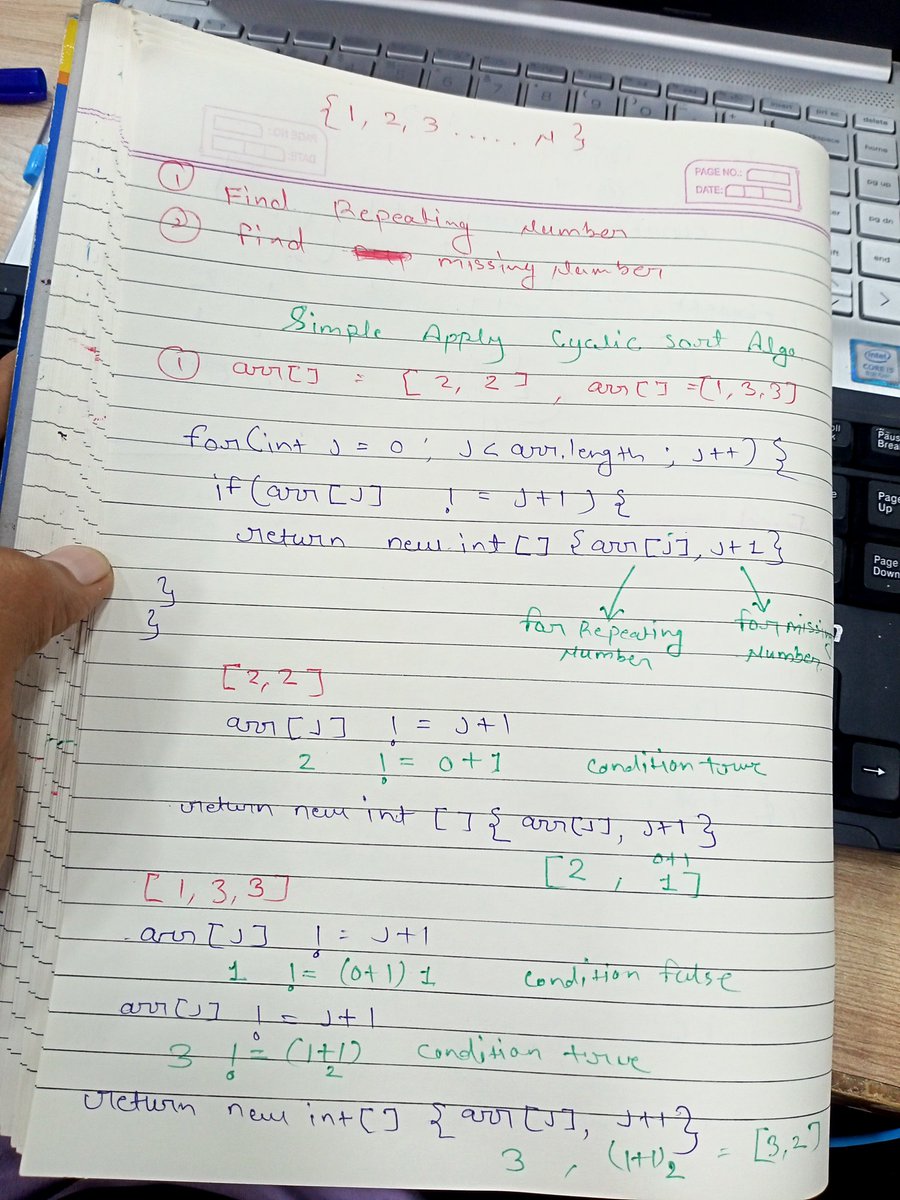 himanshuu_99's tweet image. Today I solved GreeksForGreeks Medium level problem✅
🔴Repeating And missing number 
#gfg #javawithdsa #dsa #twiter
