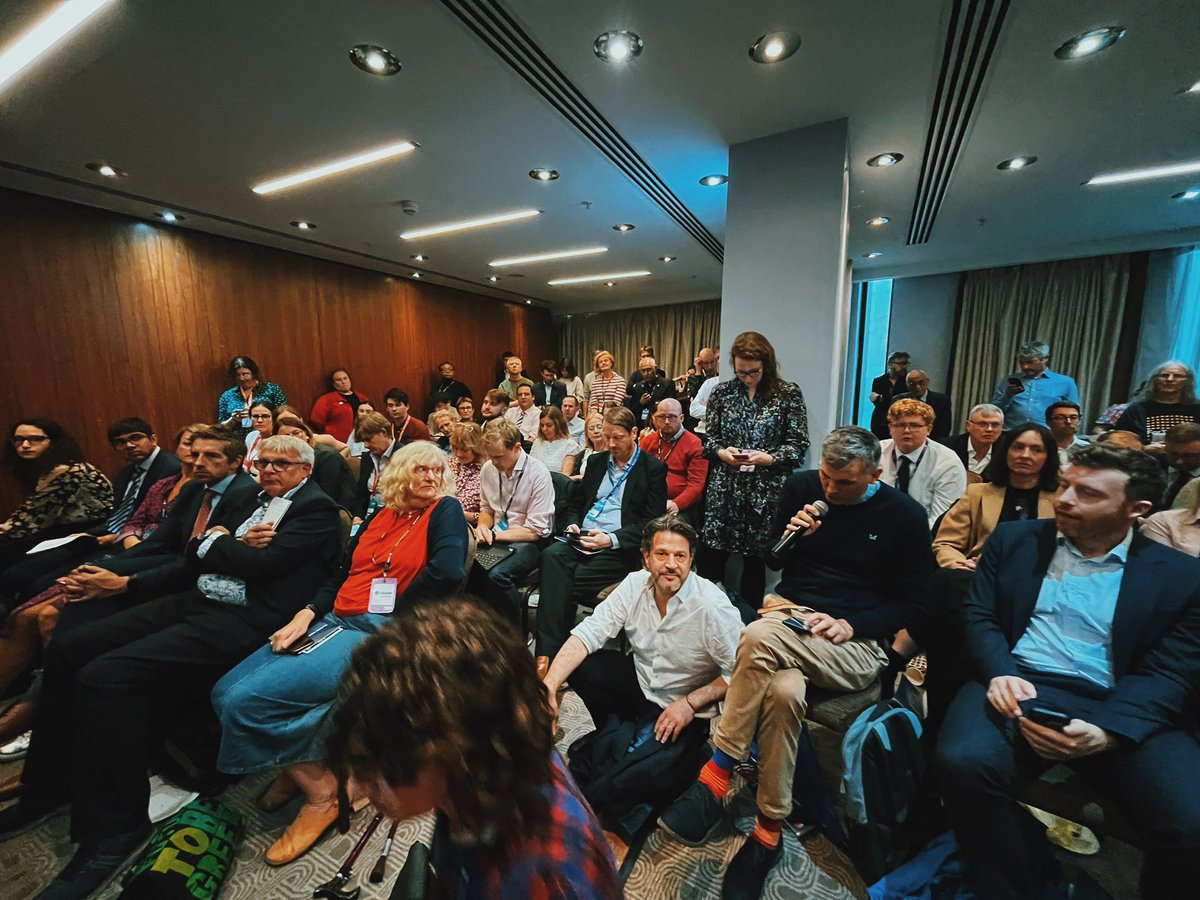 izzicoombes's tweet photo. A completely packed room for the @policyatkings #LabourConference event yesterday. Great to hear our VC reaffirm the sector’s commitment to collaborating and partnering with the new government. https://t.co/FXuGrVIks3