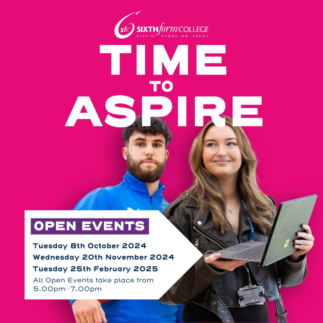 Save the date 📅 𝐍𝐎𝐓 𝐓𝐎 𝐁𝐄 𝐌𝐈𝐒𝐒𝐄𝐃!

Only 𝟮 𝗪𝗘𝗘𝗞𝗦 to go until our Open Event! 🙌

📅 Tuesday 8th October
⏰ 5pm-7pm
🔗𝐏𝐫𝐞-𝐫𝐞𝐠𝐢𝐬𝐭𝐞𝐫 tinyurl.com/Stokesfc

Find out about what we can offer you as a Sixth Form College student!