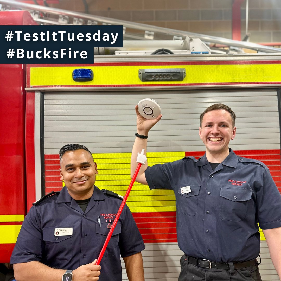 Reminder ⏰
Only working smoke alarms can save lives!
On this #TestItTuesday make sure that you have
✅ Tested your smoke alarms
✅Working alarms on each level of your home

Let's keep #SafeTogether 🤝
#BFRS #BucksFire #KeepingYouSafe