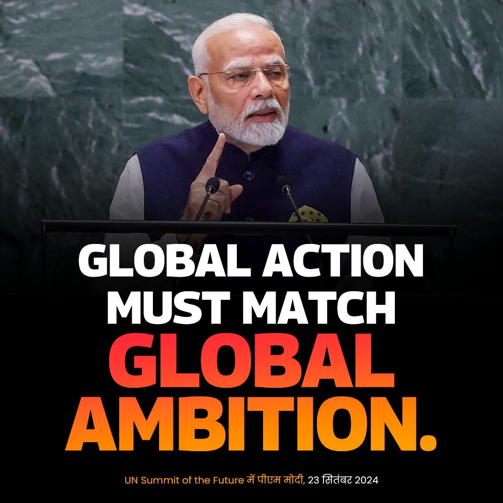 IndiainSwiss's tweet photo. Here are the excerpts from Hon'ble PM @narendramodi's speech at the UN Summit of the Future on September 23, 2024.
#UNGA79 #SummitOfTheFuture #UNsummitofthefuture
@IndianDiplomacy
@MEAIndia https://t.co/khcXVukh51