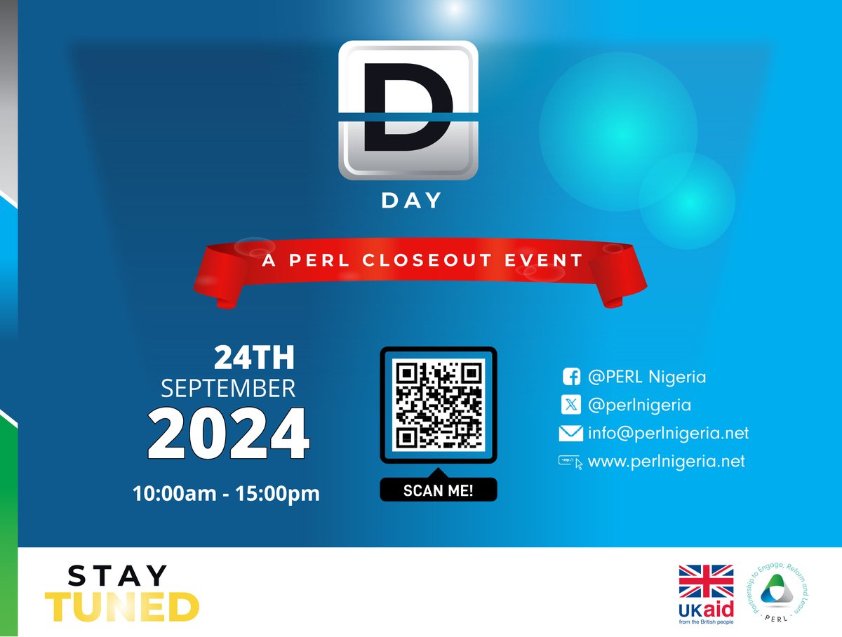 It is D-day!
Watch the PERL closeout event:

youtube.com/live/WwbNm0Ozh…

Lasting Legacies: 8 Years of Elevating Governance for a Sustainable Future <a href="/DrJoeAbah/">Dr Joe Abah, OON</a> <a href="/UKinNigeria/">UK in Nigeria🇬🇧🇳🇬</a> <a href="/DAIGlobal/">DAI</a>