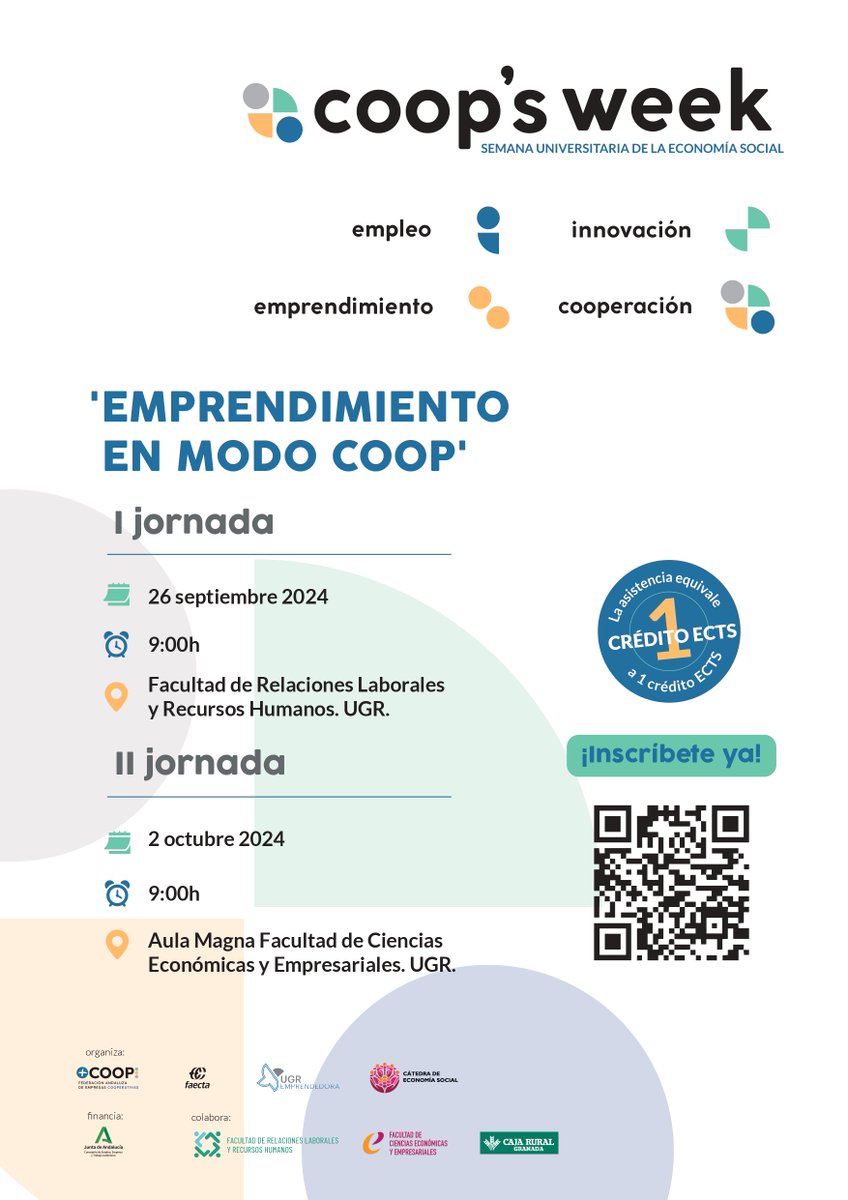 Cátedra de Economía Social Universidad de Granada (@ecsocial_ugr) on Twitter photo ⏰ Tic, tac, tic, tac... ¡El tiempo se acaba!
Desde @ecsocial_ugr de <a href="/CanalUGR/">Universidad Granada</a>, junto con <a href="/FAECTA_/">FAECTA</a> y <a href="/UGRemprendedora/">UGR emprendedora</a>, organizamos la 1ª edición de COOP’s Week para dar a conocer el modelo cooperativo: una forma de hacer empresa más justa, democrática y sostenible 🌱. ⏰ Tic, tac, tic, tac... ¡El tiempo se acaba!
Desde @ecsocial_ugr de <a href="/CanalUGR/">Universidad Granada</a>, junto con <a href="/FAECTA_/">FAECTA</a> y <a href="/UGRemprendedora/">UGR emprendedora</a>, organizamos la 1ª edición de COOP’s Week para dar a conocer el modelo cooperativo: una forma de hacer empresa más justa, democrática y sostenible 🌱.
