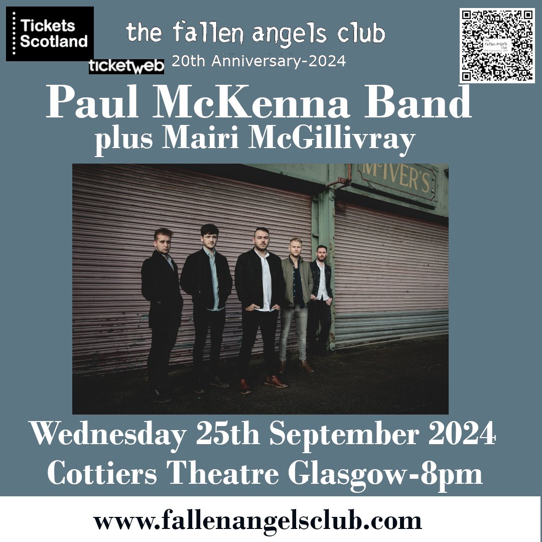 Fallen Angels Club (@kevomorris) on Twitter photo We have the wonderful <a href="/paulmckennaband/">The Paul McKenna Band</a> play in <a href="/Cottiers_Venue/">Cottiers Glasgow</a> tomorrow night-25th Sept. The wonderful Mairi McGillivray will open up the show. Please try and buy your tix in advance.
Performances - The Paul McKenna Band - Cottiers (patronbase.com) We have the wonderful <a href="/paulmckennaband/">The Paul McKenna Band</a> play in <a href="/Cottiers_Venue/">Cottiers Glasgow</a> tomorrow night-25th Sept. The wonderful Mairi McGillivray will open up the show. Please try and buy your tix in advance.
Performances - The Paul McKenna Band - Cottiers (patronbase.com)