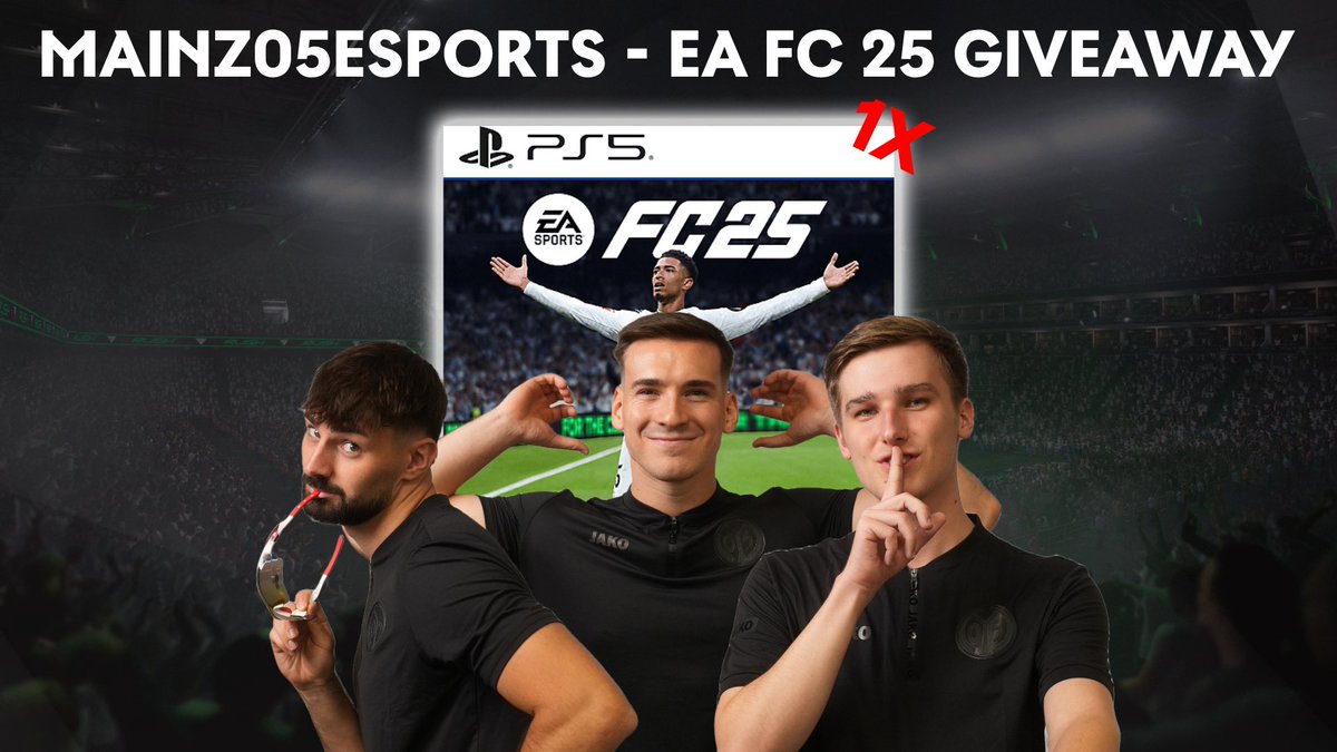 🚨Wir verlosen 1x EA FC 25 ULTIMATE Edition‼️

⚠️ Alles was du dafür tun musst ist:

✔️ @mainz05esports folgen
✔️ Diesen Beitrag liken
✔️ Reposten

🚨Die Gewinner werden ausschließlich von diesem Account kontaktiert‼️

Bei 100 Retweets gibt es ein weiteres Gewinnspiel 👀♻️