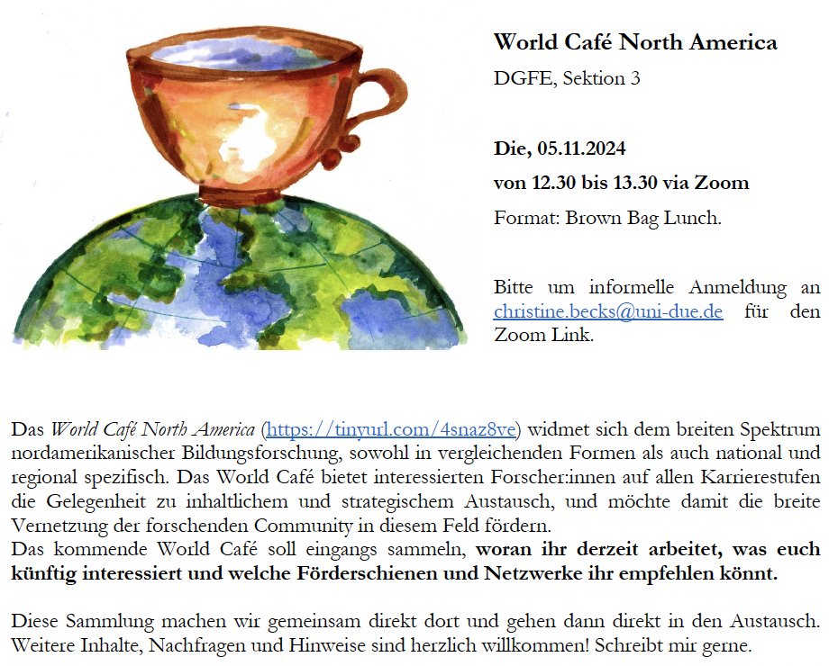 World Cafe North America! Herzliche Einladung an alle international Begeisterte! All internationally-curious minds welcome :)
