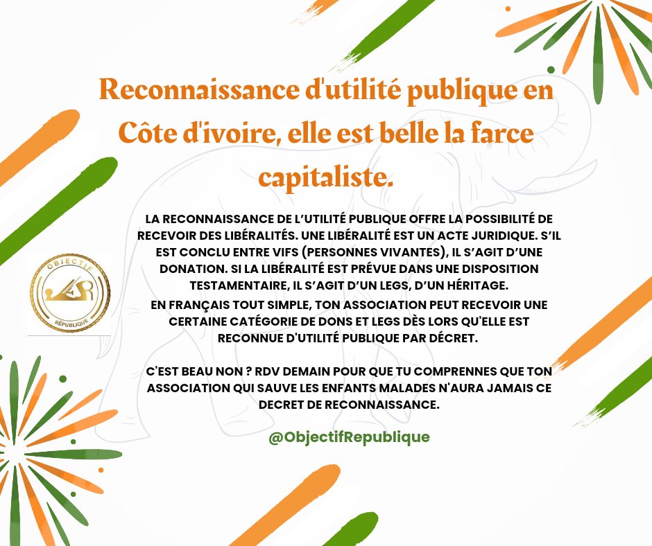 Tu es citoyen et tu viens d'ouvrir ton association qui a un impact fort sur le territoire ivoirien. Depuis 2024, le Capitalisme dit que ton association ne peut pas être reconnue d'utilité publique. Nous allons t'expliquer pourquoi tu dois dire deux mots à ton député. #citoyen