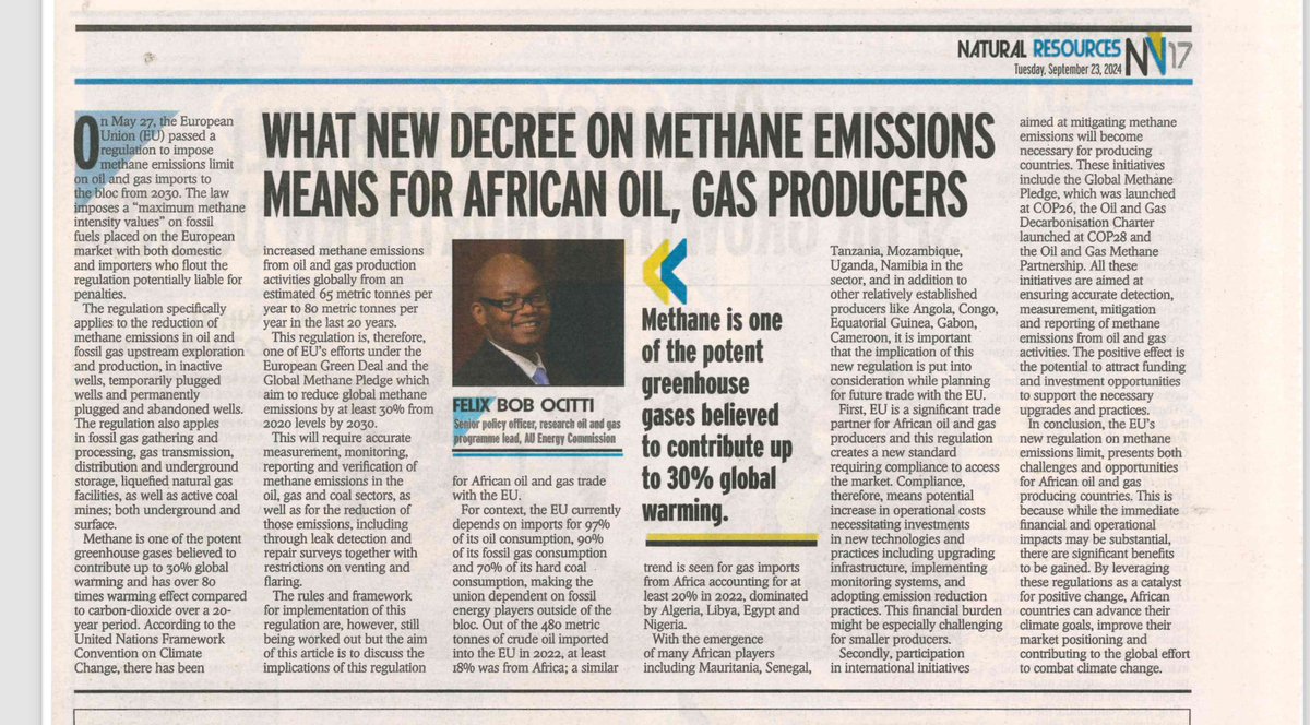 The European Union passed a regulation in May 2024, imposing Methane Emissions Limit on oil and gas imports to the bloc by 2030, here’s the implication for African oil and gas producers.