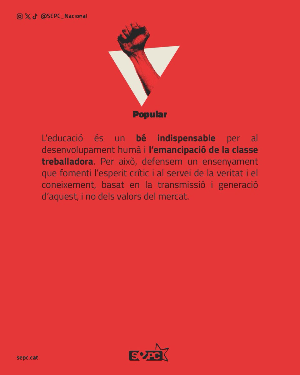 🔴 1/3 De les aules als carrers!
En aquesta primera infografia ens presentem i expliquem els punts clau dels nostres eixos.

D'on venim? A què ens referim amb una educació pública, popular, feminista, en català i de qualitat?