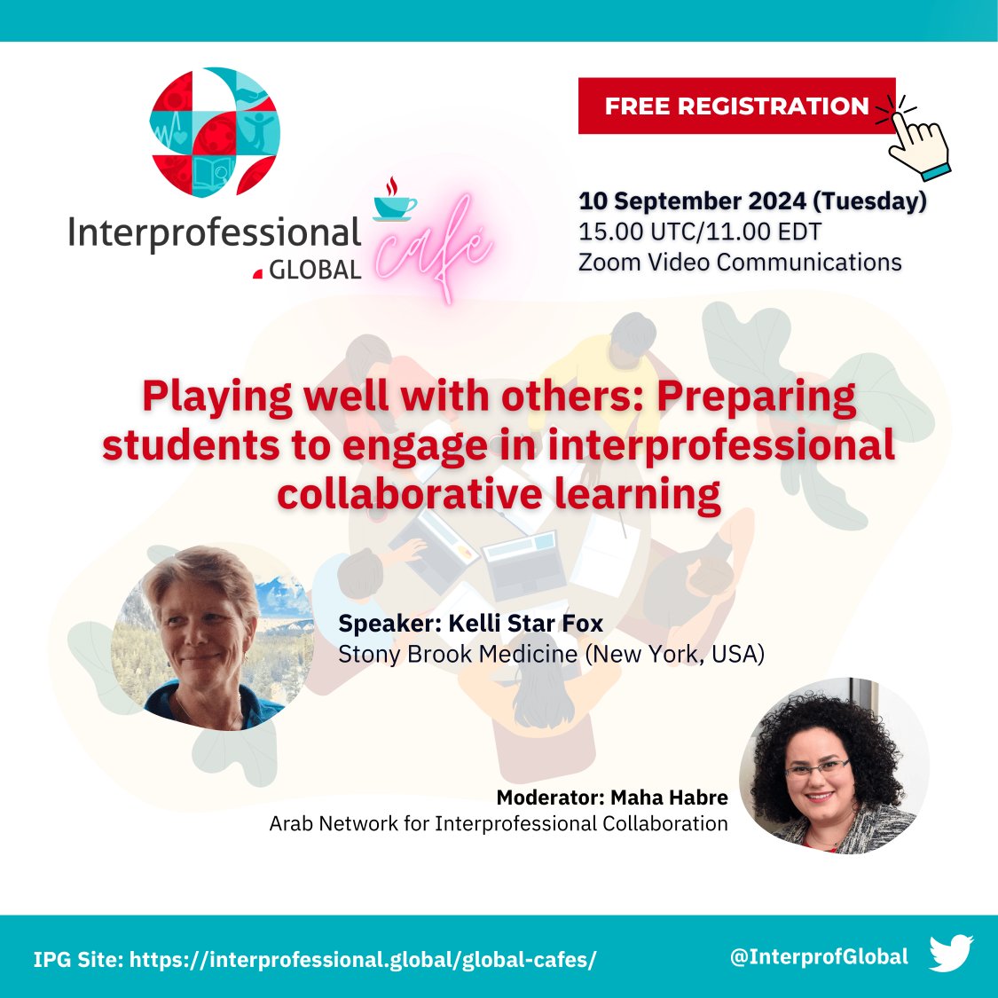 GLOBAL CAFE VIDEO
Playing well with others: Preparing students to engage in Interprofessional Collaborative Learning (IPCL)
Dr. Kelli S. Fox, Stony Brook University, NY (USA)
10 September 2024
ACCESS ON WEBSITE: interprofessional.global/global-cafe-10…
YOUTUBE VIDEO: youtu.be/W1FtT2E9t34