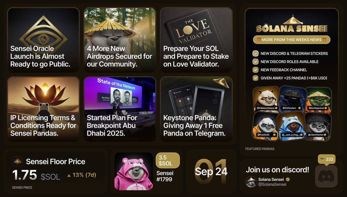 SolanaSensei's tweet photo. ⛩️ THE LOVE META UPDATE ⛩️

Here is a brief summary of our recent holder announcements on Discord. https://t.co/PDOMKZGbeO