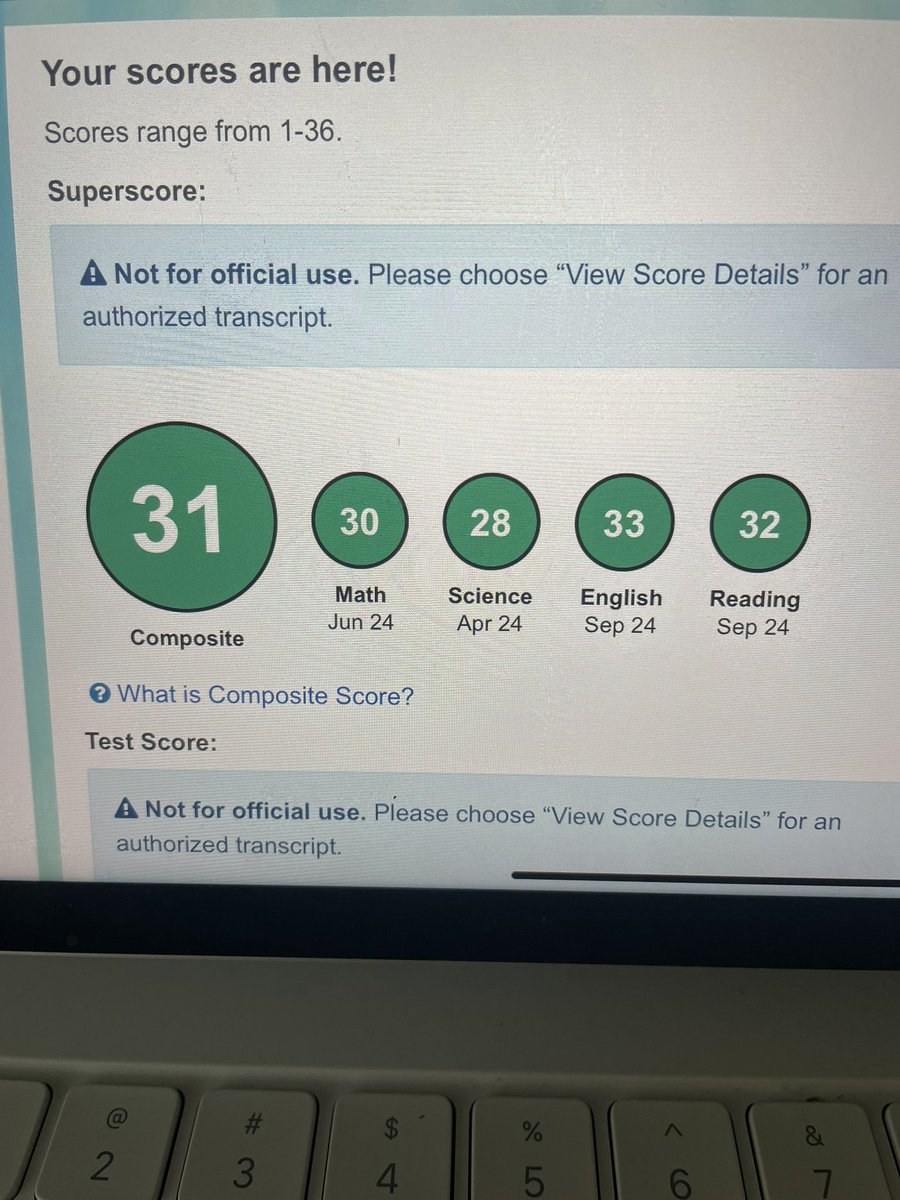 BenSimms07's tweet image. Coaches, my ACT super score has now moved up to a 31!!
