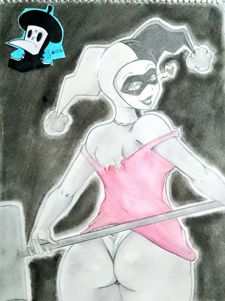 JaizSoul's tweet photo. Fan-art Harley Quinn 
Técnica: Grafit,carboncillo y acuarela. 
#HarleyQuinn #dccomics 
#fanart #drawing https://t.co/EVS4RDOPhL
