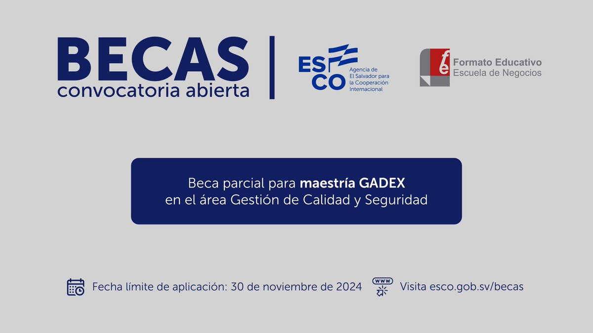 ESCO (@agenciaesco) on Twitter photo ¡Especialízate en Gestión de Calidad y Seguridad!
Descubre las becas de <a href="/FEducativo/">Formato Educativo</a> y fortalece tu perfil profesional.
Obtén más detalles y aplica en: 📝tinyurl.com/FECalidad ¡Especialízate en Gestión de Calidad y Seguridad!
Descubre las becas de <a href="/FEducativo/">Formato Educativo</a> y fortalece tu perfil profesional.
Obtén más detalles y aplica en: 📝tinyurl.com/FECalidad