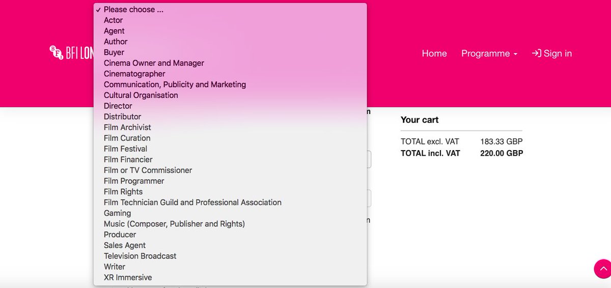 ThatKallis's tweet photo. @BFI Hello, genuine question, do you know why editing or post production isnt an option on the Primary Industry Role box when applying for a LFF Industry+ Pass? Or what box Editors should select? https://t.co/AqiqbyBE90