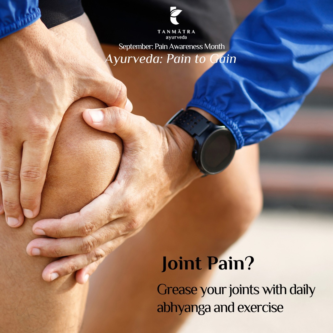 AlkaVijayan's tweet photo. Joint pain of any kind not just restricts mobility, but can also be highly exhausting. As per #Ayurveda, seven minutes of daily abhyanga (whole body oil massage) and a morning exercise routine can bring lasting relief. 
#PainAwarenessMonth.#SolvePainTogether,
@PainConcern https://t.co/K39i8uvD8b