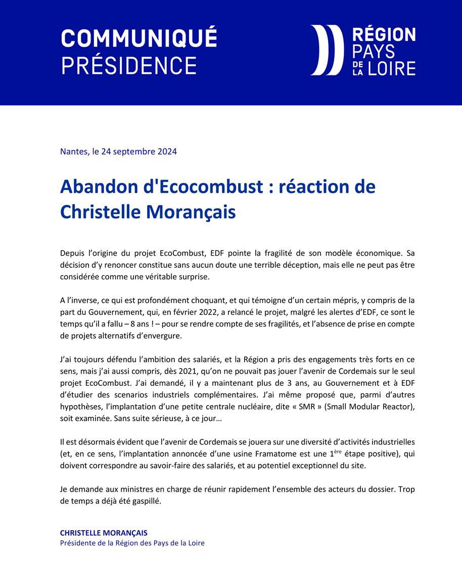 Depuis l’origine du projet EcoCombust, EDF pointe la fragilité de son modèle économique. Sa décision d’y renoncer constitue sans aucun doute une terrible déception, mais elle ne peut pas être considérée comme une véritable surprise.👇🏻
