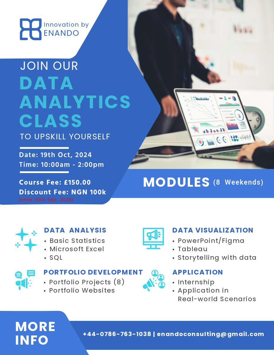 Another Wonderful opportunity to learn Data Analytics from the best. 

Registration link; forms.gle/he5dUMjDLzFywZ…