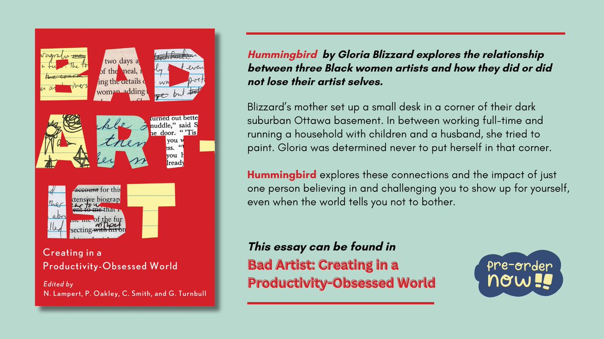 We are excited to announce the upcoming release of Bad Artist: Creating in a Productivity-Obsessed World on Oct 1st! 📚✨ This collection of essays from 21 diverse writers offers a powerful antidote to the toxic productivity culture, celebrating creativity for its own sake. In a