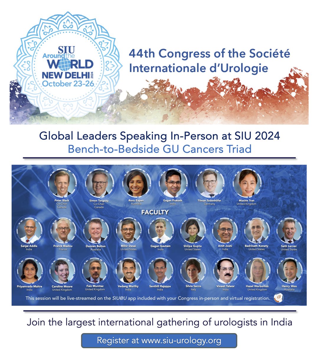 Rajeev Kumar (@rajeevurologist) on Twitter photo SIU2024 New Delhi is just a month away. Not too late to join us in-person or virtually for cutting edge urology.
<a href="/SIU_urology/">SIU-Urology</a> <a href="/SIU_Journal/">Société Internationale d'Urologie Journal</a> <a href="/UroDocAsh/">Ashish M. Kamat, MD, MBBS</a> <a href="/KlotzLaurence/">Laurence Klotz</a> <a href="/JSandhuUrology/">Jaspreet Sandhu</a> <a href="/pcvblack/">Peter Black</a> <a href="/bkonety/">Badrinath Konety, MD, MBA</a> <a href="/DrDeanElterman/">Dean Elterman</a> <a href="/FicarraVincenzo/">vincenzo ficarra</a> <a href="/AndreaNecchi/">Andrea Necchi</a> <a href="/drgaganprakash/">gaganprakash</a> #SIU2024NewDelhi SIU2024 New Delhi is just a month away. Not too late to join us in-person or virtually for cutting edge urology.
<a href="/SIU_urology/">SIU-Urology</a> <a href="/SIU_Journal/">Société Internationale d'Urologie Journal</a> <a href="/UroDocAsh/">Ashish M. Kamat, MD, MBBS</a> <a href="/KlotzLaurence/">Laurence Klotz</a> <a href="/JSandhuUrology/">Jaspreet Sandhu</a> <a href="/pcvblack/">Peter Black</a> <a href="/bkonety/">Badrinath Konety, MD, MBA</a> <a href="/DrDeanElterman/">Dean Elterman</a> <a href="/FicarraVincenzo/">vincenzo ficarra</a> <a href="/AndreaNecchi/">Andrea Necchi</a> <a href="/drgaganprakash/">gaganprakash</a> #SIU2024NewDelhi