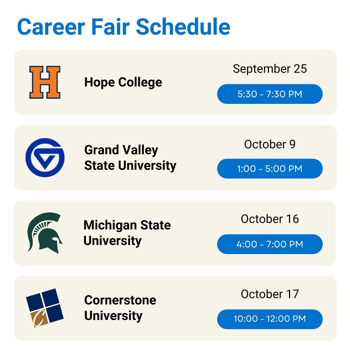 🚨 Career Fair Alert! Our recruiting team is coming to a campus near you, and we’re excited to connect.  Ready to explore new opportunities? Make sure to swing by our booth.