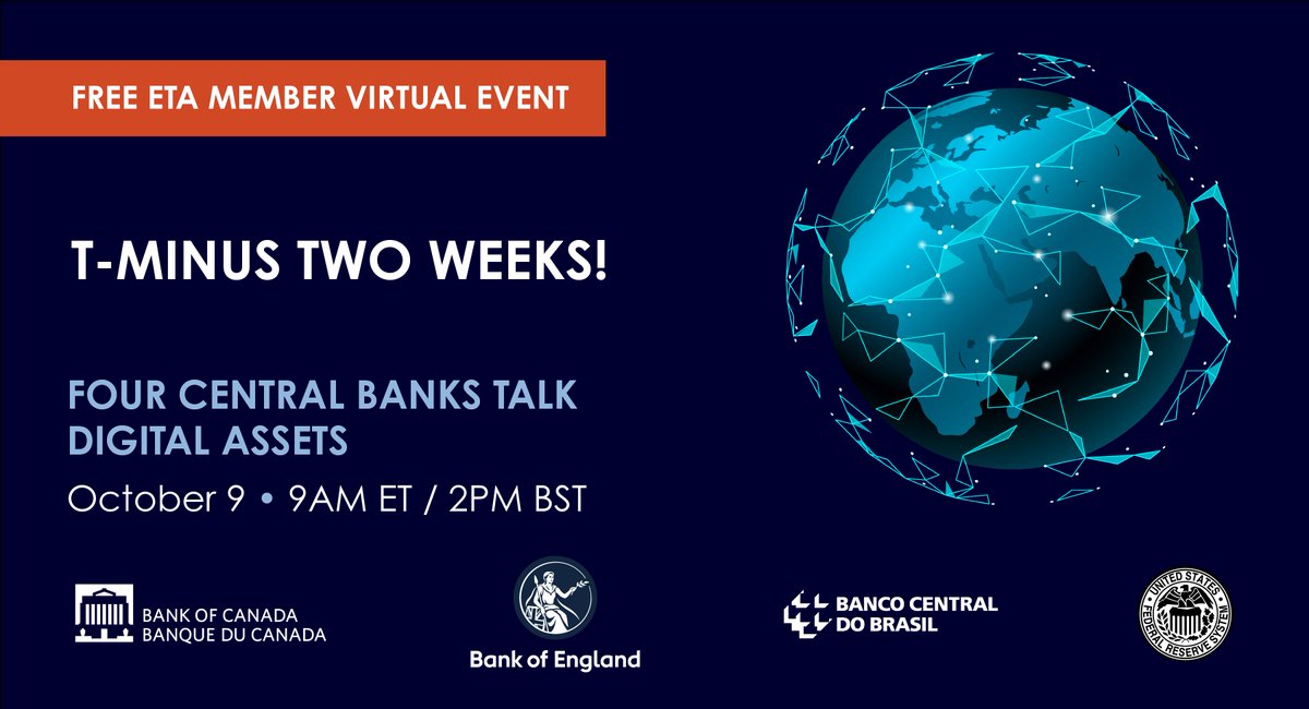 Electronic Transactions Association (ETA) (@electranassoc) on Twitter photo Don’t miss out on ETA’s member-exclusive free event! In just two weeks, representatives from the <a href="/federalreserve/">Federal Reserve</a>, <a href="/bankofengland/">Bank of England</a>, <a href="/bankofcanada/">Bank of Canada</a>, and the <a href="/BancoCentralBR/">Banco Central BR</a> will provide policy insights involving CBDCs, stablecoins, and more.
etaevents.electran.org/four-central-b… Don’t miss out on ETA’s member-exclusive free event! In just two weeks, representatives from the <a href="/federalreserve/">Federal Reserve</a>, <a href="/bankofengland/">Bank of England</a>, <a href="/bankofcanada/">Bank of Canada</a>, and the <a href="/BancoCentralBR/">Banco Central BR</a> will provide policy insights involving CBDCs, stablecoins, and more.
etaevents.electran.org/four-central-b…