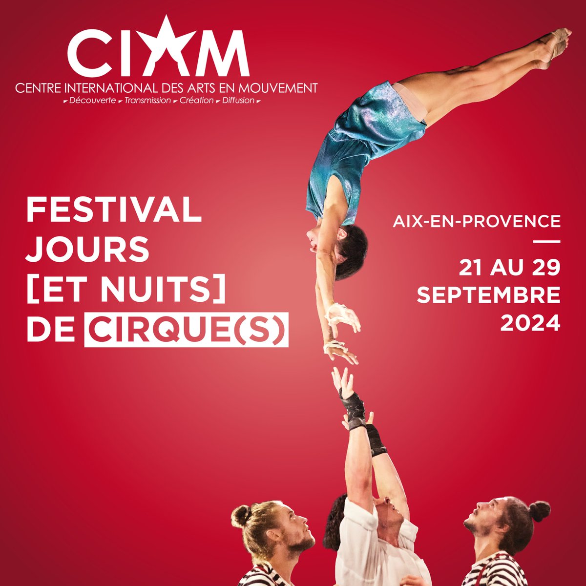 Festival de cirque(s) à Aix 🎪
Le festival Jours [et nuits] de cirque(s) du <a href="/CIAM_AIX/">Arts en Mouvement</a> revient du 21 au 29 septembre ! 9 jours de spectacles de cirque contemporain et traditionnel, des artistes de renommés internationale et des performances uniques. 
🎟️ ==> joursetnuitsdecirques.fr