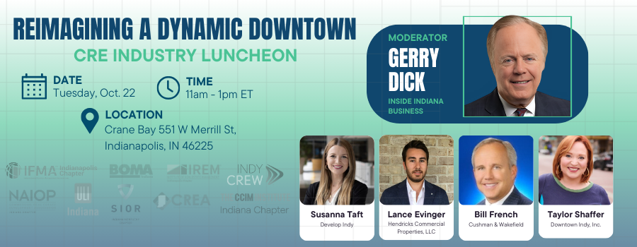 IREMIndy's tweet photo. Join us for the largest commercial real estate industry luncheon of the year, "Reimagining a Dynamic Downtown," where we will delve into the transformative changes and exciting new developments shaping the heart of Indianapolis. https://t.co/581bnFOXAw
