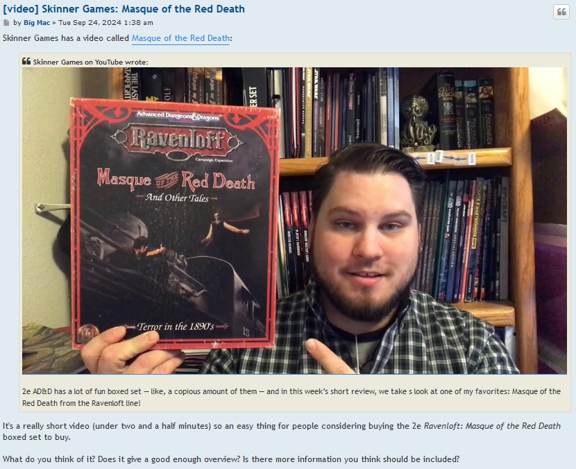 ThePiazzaForum's tweet photo. Ravenloft Masque of the Red Death fans: Have you seen the mini-review of the setting by @Skinner_Games?:
https://t.co/5d5htNctVx

How well do you think that covers the setting?

What else do you think people need to know?

#Ravenloft #MasqueOfTheRedDeath https://t.co/FfbgjCfR03