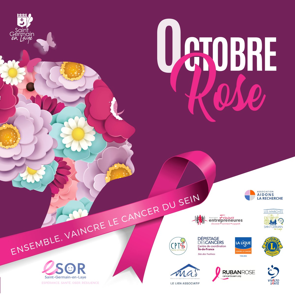 StGermainLaye's tweet photo. Pour #OctobreRose, la Ville s’engage aux côtés des associations de lutte contre le #CancerDuSein : ESOR, l’Institut Curie et d’autres partenaires. 🌸
Journée de dépistage, sensibilisation à l’autopalpation, exposition...
👉 Découvrez notre programme : https://t.co/lM50tqfOqP https://t.co/nhavl8pVey