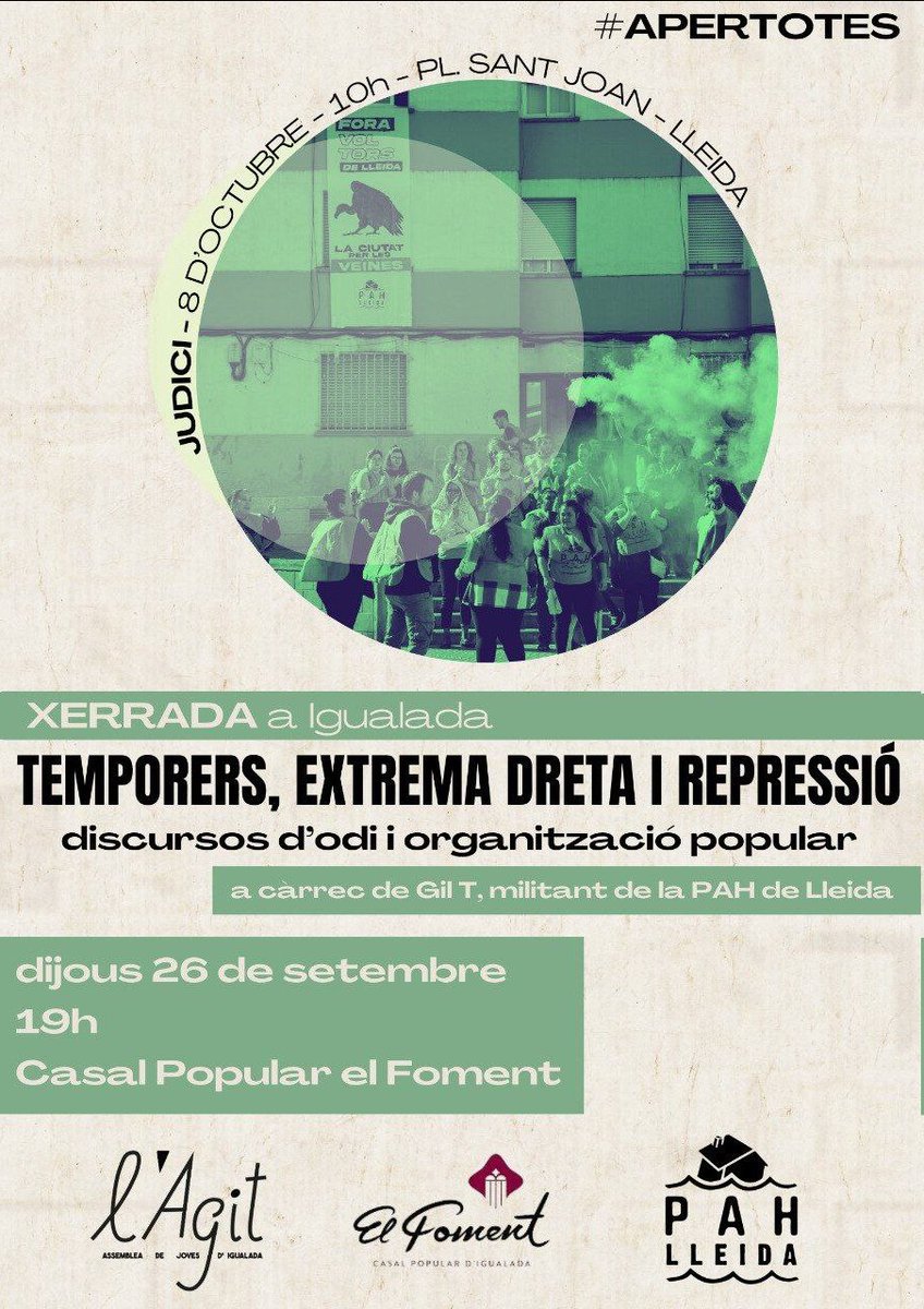 AlertaSolidaria's tweet photo. 💥En Gil serà jutjat tot i haver estat ell l'apallissat! Tot quan intentava mediar entre veïns i un treballador migrant.

Tot el suport al company i a la @PAHLleida !
▶️Dijous 26, acte a IGUALADA
▶️Dimarts 8, judici i concentració solidària a LLEIDA
#APerTotes! https://t.co/X7XJo8GGo1