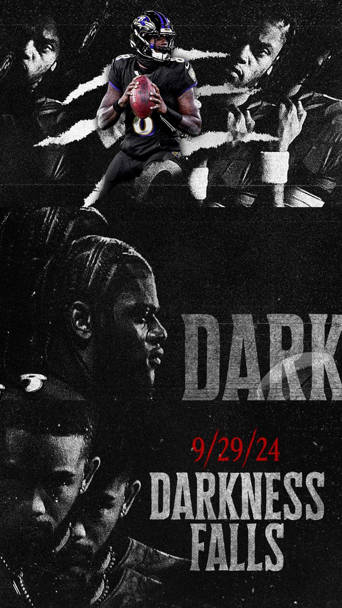 Ravens's tweet photo. 𝐃𝐀𝐑𝐊𝐍𝐄𝐒𝐒 𝐅𝐀𝐋𝐋𝐒 𝐀𝐓 𝟖 𝐏.𝐌. 𝐒𝐔𝐍𝐃𝐀𝐘

𝐖𝐄𝐀𝐑 𝐁𝐋𝐀𝐂𝐊! 🎟: https://t.co/LU3NazvKc6 https://t.co/YsW5MBzjHh