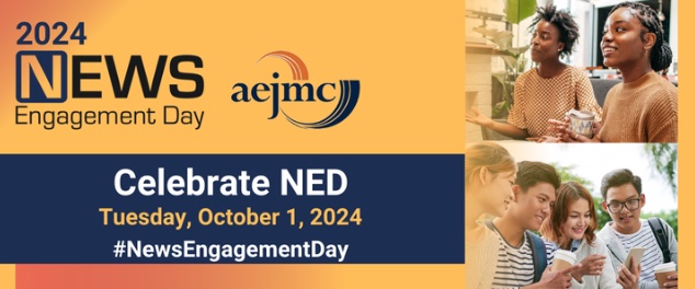 Happening in 1 week! Save the date for #NewsEngagementDay! On Tuesday, October 1, 2024 everyone is encouraged to read, watch, like, post, listen to, or comment on news, and learn news reporting principles. Find out more here:
aejmc.com/home/events/ne…