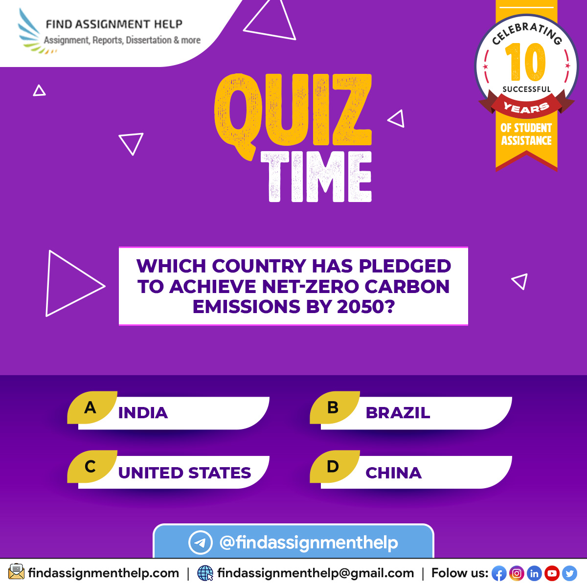 AssignmentFind's tweet image. Want discount from us? Answer this quick question to unlock exciting prizes!
Or click on 👉🏻tinyurl.com/27e3th3m
#assignmenthelp #findassignmenthelp #bestassignmenthelp #pythonassignmenthelp #analyticsassignmenthelp #internationalstudenthelp #internatioanlstudentsincanada