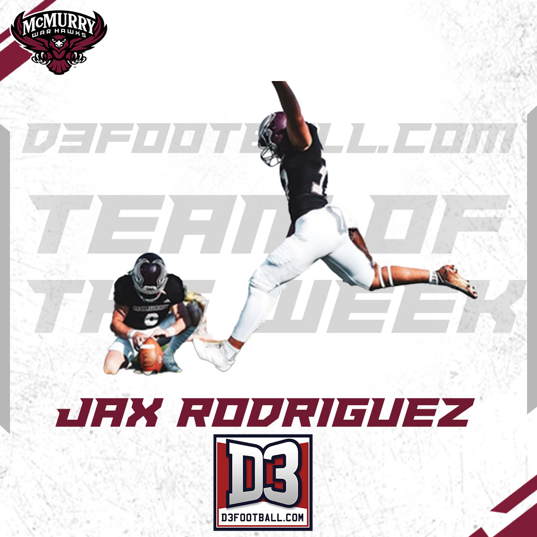 Congrats to Jax Rodriguez, D3football.com Team of the Week!