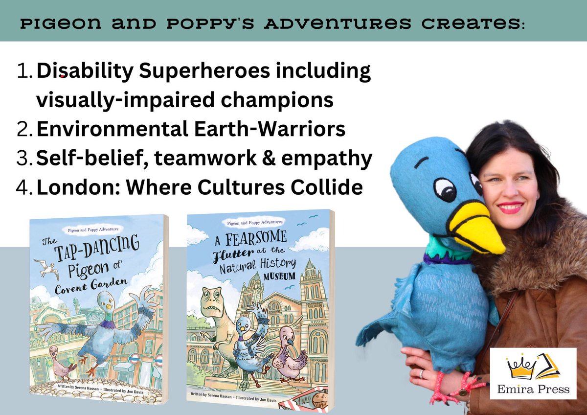Breaking news #booklaunch of ‘A Fearsome Flutter at the Natural History Museum’ part of the ‘Pigeon and Poppy Adventures’ series! With award-winning author Serena Hassan…Join us 👇 

Includes: 
😃Disability superheroes including visually impaired champions 
🌳 Environmental