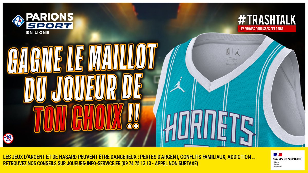 TrashTalk_fr's tweet image. 🎁 JEU-CONCOURS !! 🎁 

Pour les #30PREVIEWSEN30JOURS, TrashTalk et ParionsSport te font gagner 1 maillot par jour !! 🤩

🚨 GAGNE LE MAILLOT DU JOUEUR DE TON CHOIX DES HORNETS !! 🚨

Pour participer :

1⃣ RT CE TWEET 
2⃣ FOLLOW @TRASHTALK_FR ET @PARIONSSPORT

(TAS LE 01/10) 🔞