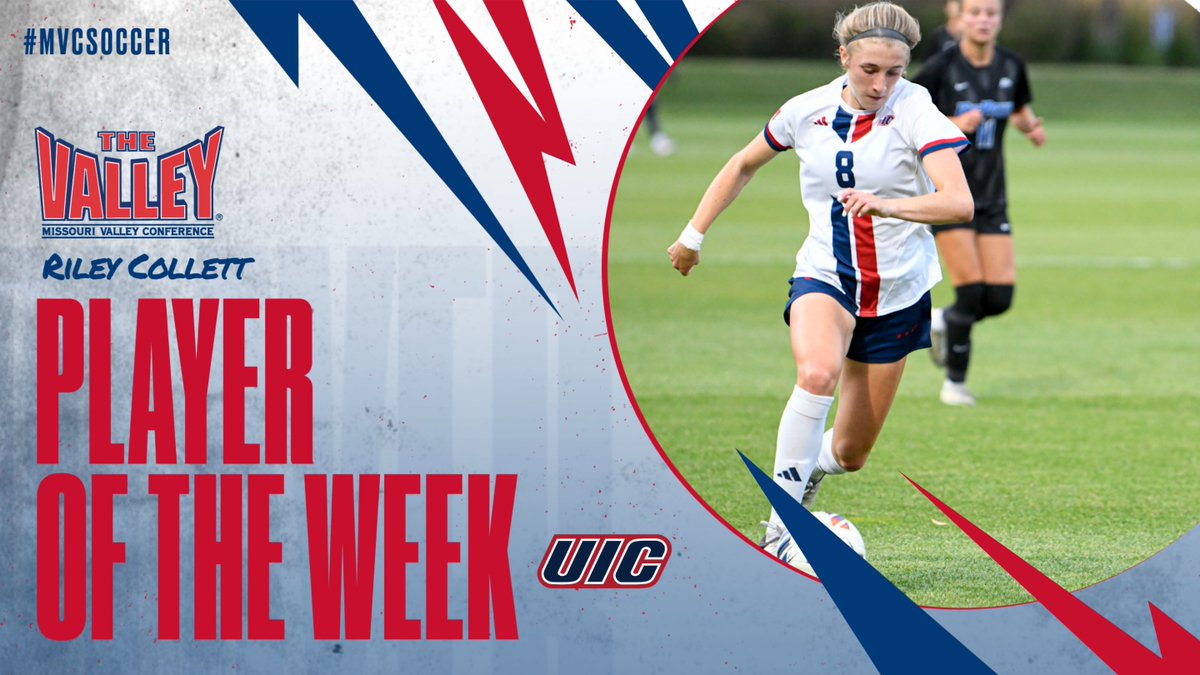 Missouri Valley Conference (@mvcsports) on Twitter photo Player of the Week➡️Riley Collett
<a href="/UIC_WSOC/">UIC Women's Soccer</a>
▪️Riley Collett scored both UIC goals in their opening win versus UNI
#MVCSoccer Player of the Week➡️Riley Collett
<a href="/UIC_WSOC/">UIC Women's Soccer</a>
▪️Riley Collett scored both UIC goals in their opening win versus UNI
#MVCSoccer